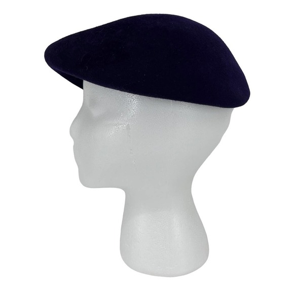 Vintage 60’s Beret Merfelt Merrimac Wool Hat Purple Navy Blue 22” - Picture 2 of 8